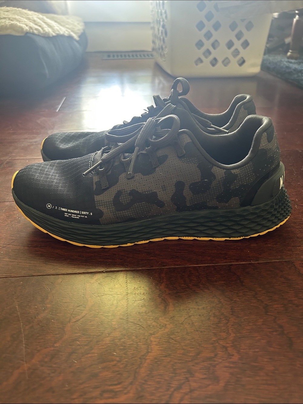 NOBULL Black Camo Training Shoes with Yellow Outsole Trim